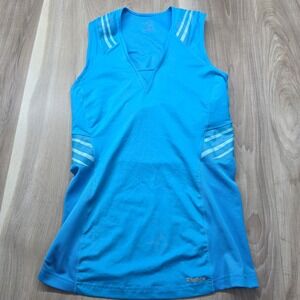 Reebok EasyTone Tank Top Womens Small Blue PlayDry Racerback Athletic Gym V-Neck